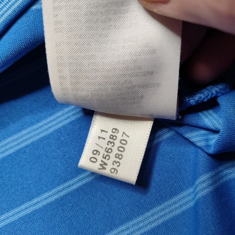 ADIDAS GOLF Men Large Blue White‎ Striped Polo Shirt EUC